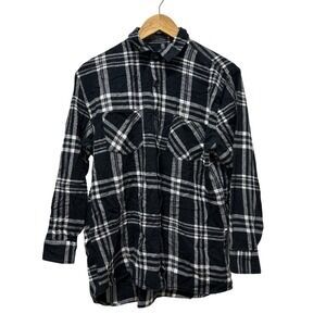 INSO Collection Flannel Shirt Mens XL Black White Plaid Long Sleeve Button Down